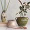 Hello Honey® 10.75" Green Hand-Painted Terra Cotta Urn with Reactive Glaze